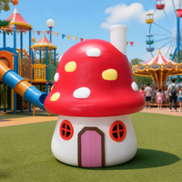 Grande sculpture de maison champignon en fibre de verre, décoration extérieure de conte de fées et de dessin animé pour aire de jeux pour enfants, parc à thème, jardin et cour