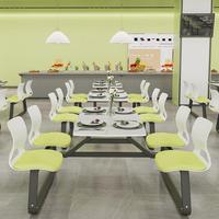 Tables et chaises de cantine scolaire rectangulaires modernes pour restaurants de restauration rapide, unités commerciales, petit-déjeuner pour employés d'entreprise