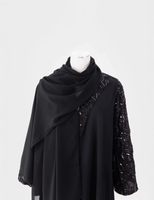 Robe Abaya Zifeng OEM à la mode, musulmane, du Moyen-Orient, noire, perlée, ethnique, brodée de perles de neige