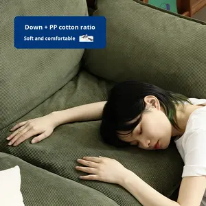 Canapé d'angle trois places de style japonais, design rétro nordique en tissu pour salon ou petit appartement - Product Image 4