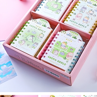 Mini carnet spirale A7 motif chat mignon pomme verte 87*145mm 80 feuilles 80gsm avec pochette découpée – Cadeau DEPAI