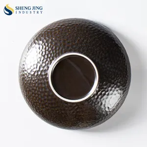 Shengjing Hotel Rust Brown Ceramic Round Dinner Plate Japanese Catering Seafood Deep Plates Restaurant Tableware Salad Bowl