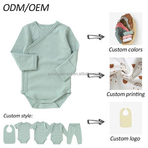 有机棉折叠袖口长袖按扣裆和服婴儿短裤 - Product Image 6