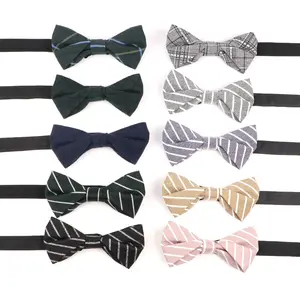Fancy Unique Bow Ties For Mens Stripe Pre-Tied Bows Cotton Bowties Collar Accessories For Wedding
