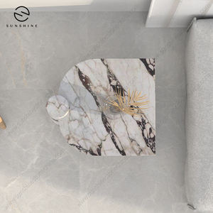 โต๊ะปลายหินอ่อน Calacatta หรูหราออกแบบวงรีที่ทันสมัยสำหรับเฟอร์นิเจอร์ห้องนอนและโรงแรมระดับไฮเอนด์ - Product Image 2