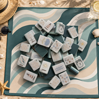 2026 Ensemble de Mahjong Personnalisé Style Plage Côte Est - Style Coquille Vert Perle, 160 Tuiles Luxe 3 Couches pour Mahjong Américain