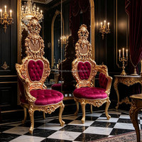 Canapé et fauteuil en bois massif sculpté de luxe français, style européen, pour salon de villa, avec table d'appoint en marbre