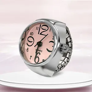 วินเทจ Minimalist นาฬิกานิ้วเล็กนาฬิกาแหวนหน้าปัดควอตซ์ยืดหยุ่นปรับ Watchband เหล็กนาฬิกามินิแหวน
