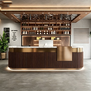 Mostrador de Recepción de Madera CR168 con Recorte Arqueado, Luz LED Ambiental, Bordes Redondeados, MDF Resistente, <span class=keywords><strong>para</strong></span> Salón de Belleza, Boutique, Clínica - Product Image 3