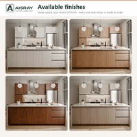 Meuble de cuisine stratifié au design minimaliste, aménagement en îlot, dimensions personnalisées, boîtes en panneaux de particules et rangement coulissant