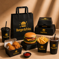 Boîtes à plats en papier kraft personnalisées imprimées, jetables, pour la restauration rapide, les restaurants, les ailes de poulet, les hamburgers, les frites