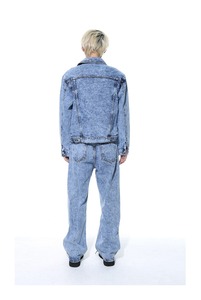 Costume en jean bleu clair vintage pour homme, lavage à l'acide, rétro, coupe droite ample, veste et pantalon en jean, ensemble de <span class=keywords><strong>2</strong></span> pièces, jean délavé pour homme - Product Image 4