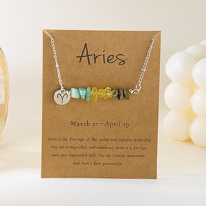 Collar con Colgante de Piedra Natural <span class=keywords><strong>y</strong></span> Signo del Zodiaco de Acero Inoxidable RINHOO para Mujer, Pulsera Trenzada a Mano con Signo de <span class=keywords><strong>Aries</strong></span> o <span class=keywords><strong>Leo</strong></span>, Joyería para Cumpleaños - Product Image 6