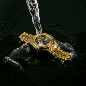Reloj de Cuarzo Negro para Hombre FENSIR con Patrones Grabados, Correa de Acero, Elegante y Ejecutivo, Resistente al Agua - Product Image 4