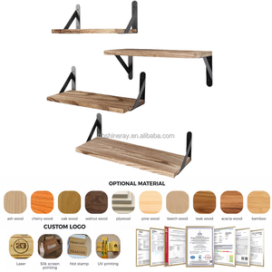 4 قطع من الرفوف الخشبية الفولاذية المعلقة على الحائط مقاس 16.5 بوصة - رف تخزين مقاوم للماء وقوي بتصميم عصري للحمام - Product Image 2
