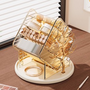 Rotating Cosmetic <b>Storage</b> <b>Box</b> Desktop Lipstick Organizer Skincare Makeup Brush Holder 4 In 1 <b>Plastic</b> Makeup Organizers - Product Image 4