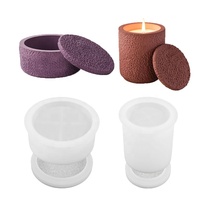 Moule en Silicone rond texturé irrégulier moule de Pot de jardinière en béton avec couvercle pour moules à outils de gâteau de pot de bougie en ciment