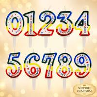 Ensemble de bougies d'anniversaire colorées numérotées de 0 à 9, décorations de gâteau Joyeux Anniversaire en espagnol avec supports pour fournitures de fête en gros