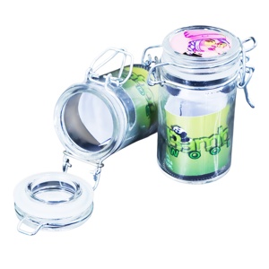 Pot en verre transparent moderne de 82 ml, hermétique, multi-motifs, anti-odeur, pour le stockage, boîte à humidité, humidor - Product Image 5