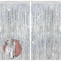Rideau de franges holographique métallique 1x2m, rideau de pluie scintillant pour fête, toile de fond pour mariage, anniversaire, photomaton