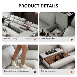 كرسي كهربائي فاخر من الجلد الإيطالي مخصص للمسرح المنزلي أريكة سينما ليد مبرد صندوق أصلي قابل للتمديد - Product Image 3