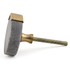 AK Brass Marble and Metal <b>Wardrobe</b> Knob Grey & Gold Finish Decorative Handle For Dresser Cabinet Furniture <b>Hardware</b> - Product Image 5