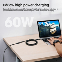Cable de Extensión Tipo C de Carga Súper Rápida para Laptop, Cable Trenzado USB 3.2 de Nailon PD 60W para iPhone 18 Pro Max