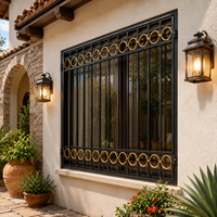Grille de sécurité circulaire décorative en aluminium noir et doré pour fenêtre, protection antivol extérieure pour façade de villa