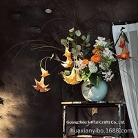 Fleur artificielle décorative en latex effet naturel Datura, fleur de trompette artificielle, décoration suspendue pour jardin