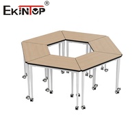 Chaise et table d'apprentissage combinées pliables Ekintop pour étudiants, réglables, de forme trapézoïdale, pour réunions scolaires