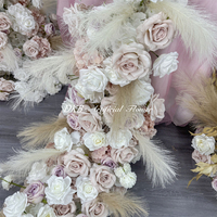 Rangée de fleurs artificielles en soie rose et blanche personnalisée, arche suspendue, arrangements floraux pour la décoration de mariage