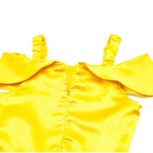 Halloween <span class=keywords><strong>Cosplay</strong></span> bambine con spalle scoperte Ruffle Belle Princess Costume Dress up festa di compleanno paillettes Princess Belle Dress - Product Image 5