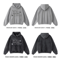 Sudadera con Capucha para Hombre, Estilo Vintage, Lavado Desgastado, Impresión Digital, Algodón Puro, Corte Holgado, Informal