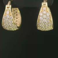 Pendientes de Aro de Oro de 14K con Zirconia, Estilo Bohemio, Engastados en Bisel, Venta al por Mayor, Modernos, con Zirconia Baguette y Redonda Pequeña, Joyería para Boda, Regalo para Él y Ella, para Mujer