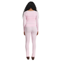 Vêtements de nuit pour femmes, 2 pièces, manches longues élastiques, dentelle délicate, logo personnalisé disponible, pour usage intérieur, sommeil nocturne.