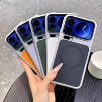 Étui de téléphone magnétique en cuir texturé PC avec design de protection argenté titane pour 17 Pro Max et Redmi K90 Pro Max