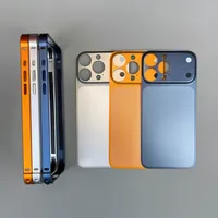 Coque de téléphone portable en alliage couleur originale, anti-traces de doigts, design épuré, avec grande fenêtre de visualisation pour 13/14/15/16/17 Pro Max