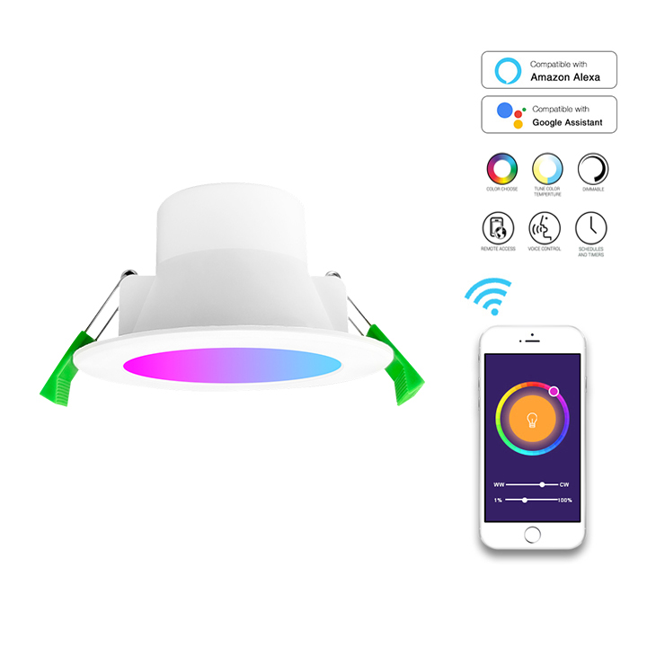 การควบคุมเสียงเพลง WIFI บลูทูธ Zigbee Google Alexa แสงอัจฉริยะโคมไฟใบหน้า 10W RGB CCT