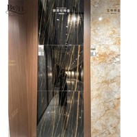 Collection de carreaux en marbre noir et or multi-tailles, style Sahara, pour murs et sols intérieurs, salons, hôtels et espaces commerciaux