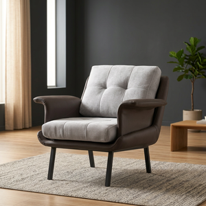 Sillón Moderno Tapizado en Cuero con Patas de Metal para Muebles de Sala de Estar - Product Image 3
