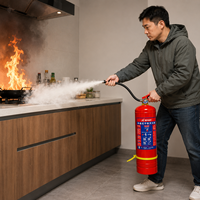 Extincteur portable en poudre sèche ABC de 6,4 kg en acier au carbone MENGJAING FIRE MFABCE4 à déclenchement en 15 secondes pour la cuisine – Sécurité familiale