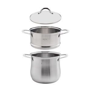 Cuiseur vapeur moderne à double couche Grande capacité en forme de tambour Marmite à soupe à double oreille en acier inoxydable Marmite à gaz et à induction - Product Image 3
