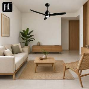 Ventilateur de plafond en bois à 3 pales ABS, 52 pouces, télécommande, moteur DC réversible, moderne, pour salon - Product Image 1