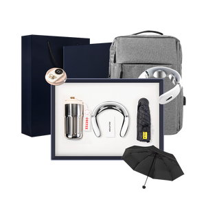 Ensemble de cadeaux d'affaires de luxe annuel pour les bureaux d'entreprise comprenant une tasse sous vide masseur de cou Mini parapluie Sac à dos - Product Image 1