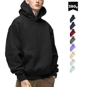 Sudadera con capucha de peso pesado para hombre negra con logotipo personalizado 400 Gsm talla grande algodón grueso alta calidad en blanco para la temporada de otoño cuello con capucha - Product Image 1