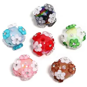 20mm Bubblegum Diamond Acrylic Flower Round Beads for Beadable Pen Making