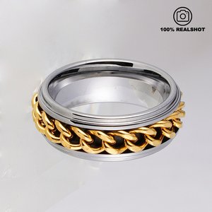 Anello Girevole in Carburo di Tungsteno con Catena Dorata, Gioiello Antistress per Uomini e Donne, Anello Antiansia - Product Image 3