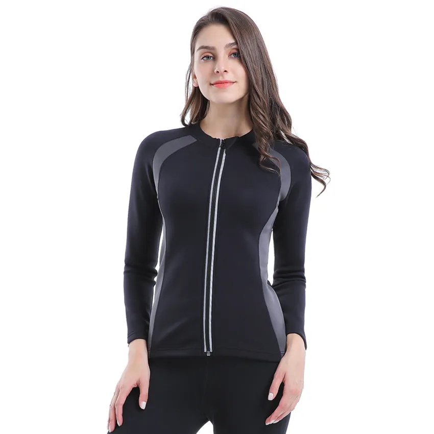 Woman Sweat Neoprene Weight Loss Sauna Suit Workout Shirt Body Shaper Fitness Jacket Gym Top Clothes Shapewear Long Sleeve W1916