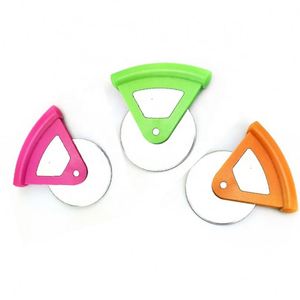 Compact Triangular Stainless Steel Pizza <b>Wheel</b> Cutter <b>Plastic</b> Handle Multi-Color Portable Slicing Tool Safety Cover Kitchen - Product Image 3