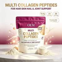 Collagène en peptides à large spectre types I, III, V, X, acide hyaluronique, complexe C, complexe B, biotine, produits de beauté en poudre pour adultes